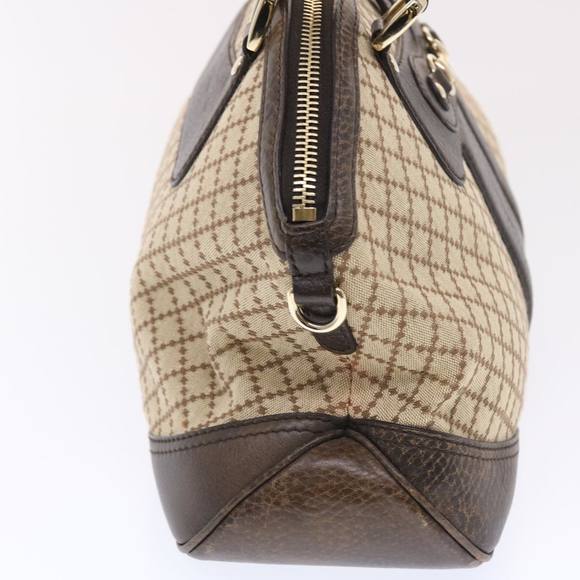 GUCCI Diamante Hand Bag Canvas Leather 2way Brown Beige 247286 Auth tb817 - Picture 4 of 16